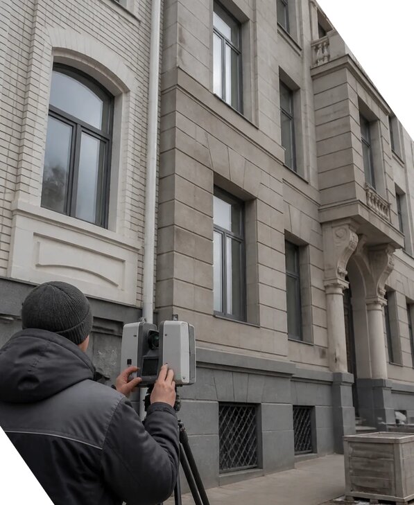 Лазерное сканирование фасадов зданий для обследования в Барабинске